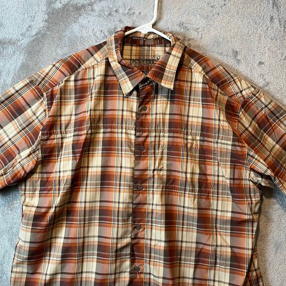 Kuhl Dissident Mens Lightweight Short Sleeve Button Up Plaid Fireclay Orange XXL - Picture 2 of 7